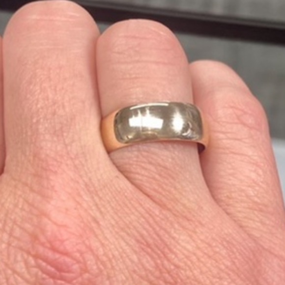 SOLID 14k YELLOW GOLD WIDE WEDDING BAND RING - Unisex Bridal Thumb Stacking Ring - Picture 3 of 15